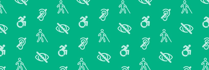 Icons indicating various disability types, such as no vision, wheelchair, and no hearing