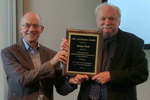 Dr. Tom Ward, Modern Languages and Literatures, receiving his 2018 Nachbahr Award