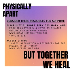 a graphic with text that says for disability-related support services, Disability Support Services Maryland and Access Living