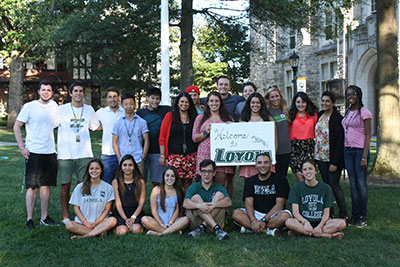 group of students in front of Jenkins building
