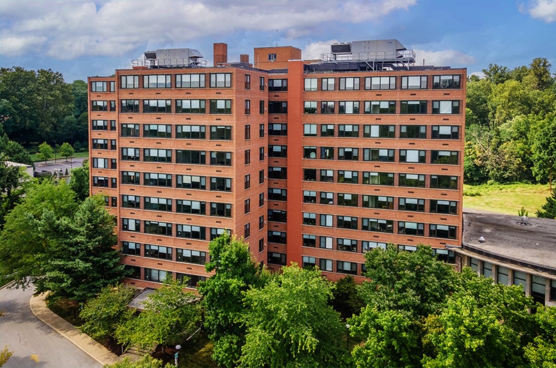 Photo of the Newman Towers residence halls on Loyola's Evergreen campus