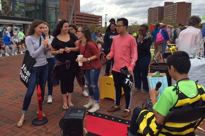 Students at the Inner Harbor in Baltimore