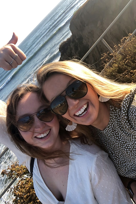 Julia and Isabelle pose for a selfie at Sunset Cliffs, San Diego