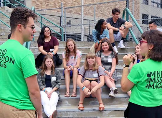 Evergreen students talking to new students