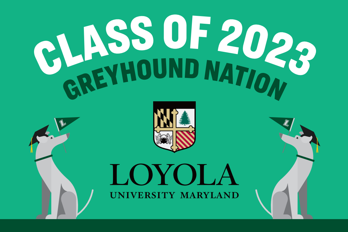 Class of 2022 Greyhound Nation (featuring two greyhounds wearing graduation caps)
