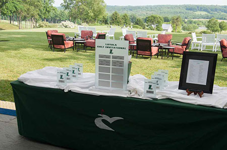 Table with golf awards