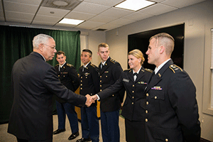 Members of Loyola's Sigma Iota Rho, the Global Studies Honor Society, meet with Colin Powell before his presentation