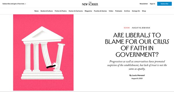The New Yorker reviews Doug Harris' co-authored a book, At War with Government
