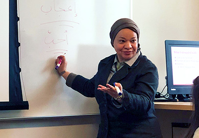 Professor teaching Arabic