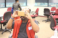 Guy using virtual reality technology