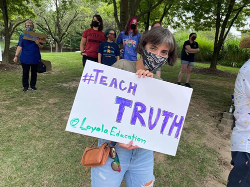 Marie Heath at the Teach Truth Rally