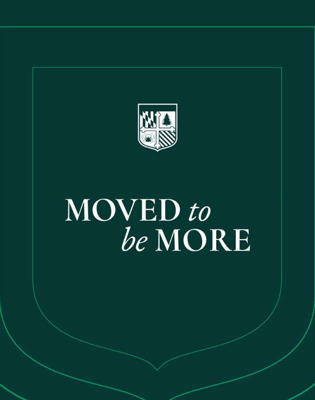 Moved to be More (stylized text with shield graphic)