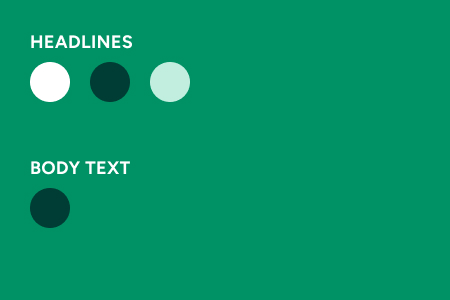 Sprout background color with examples showing appropriate colors for headings and body text