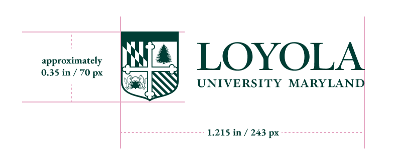 The horizontal logo must not appear smaller than 1.215 inches wide