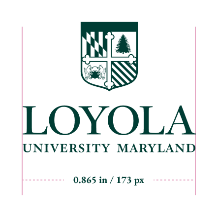 The centered logo must not appear smaller than 0.865 inches wide