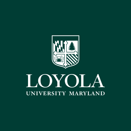 Loyola logo on loyola green colored background
