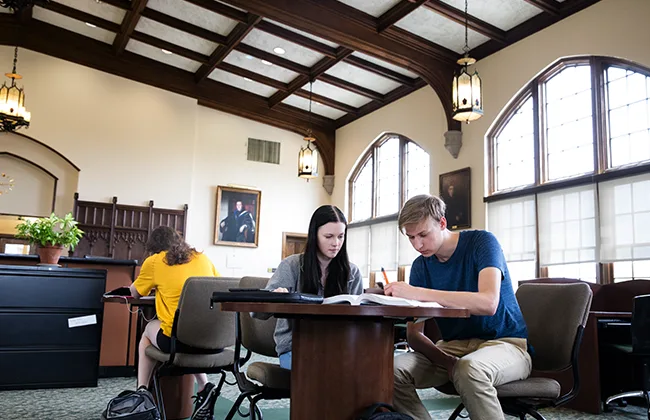 Students studying inside of The Study