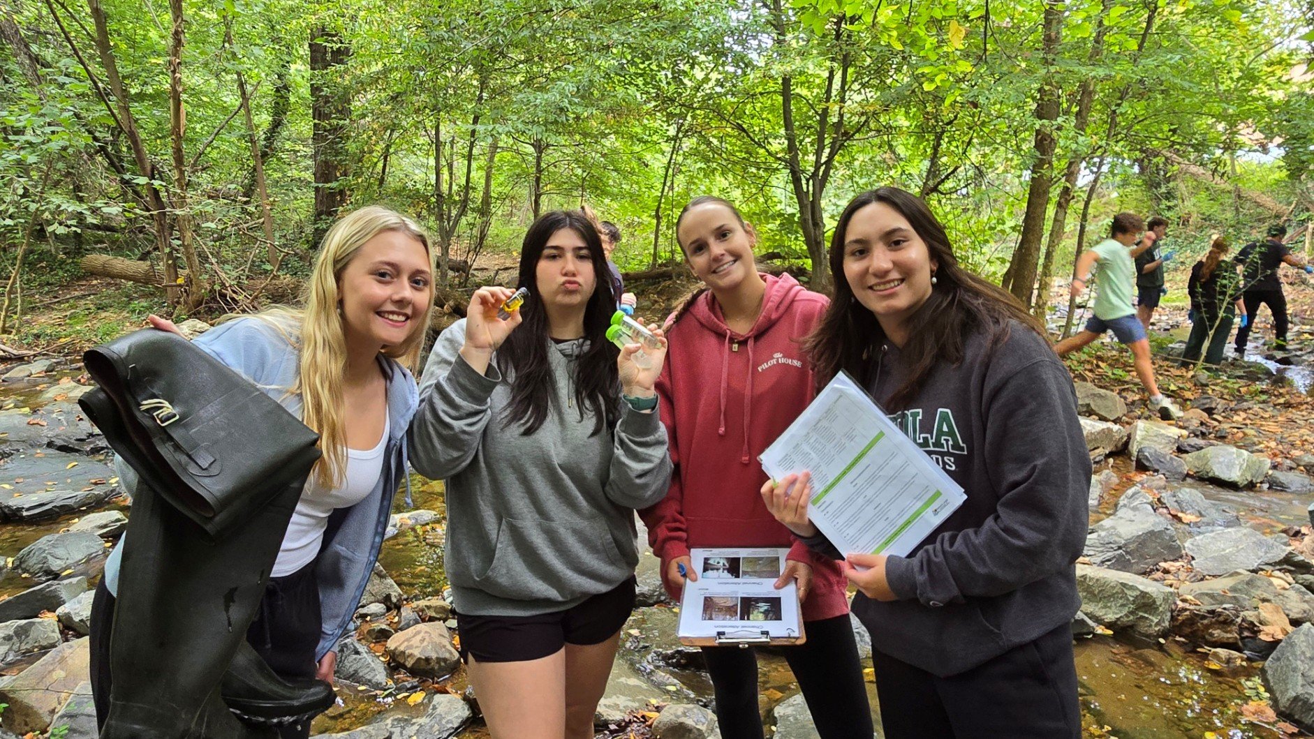 Foundations III students at stream