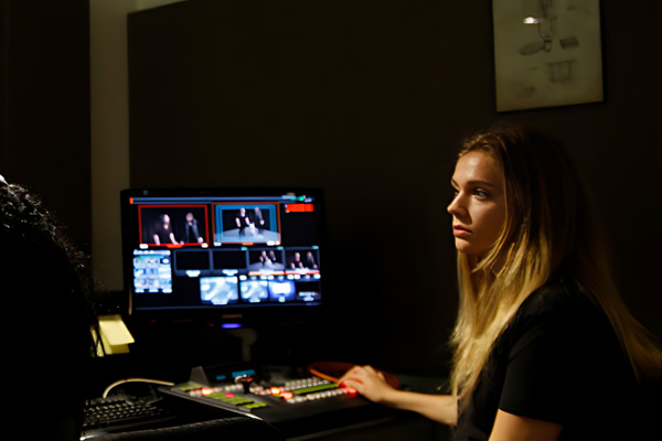 A student working in front of a computer