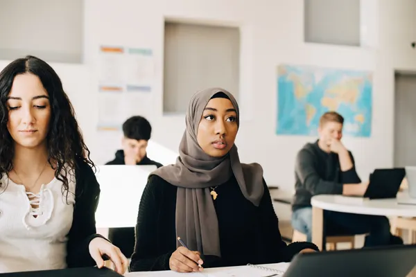 Students sitting in a classroom