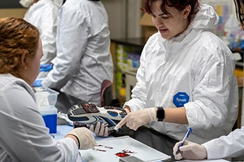 Students in a science lab.