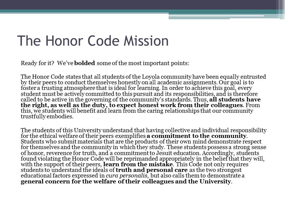 The Honor Code Mission