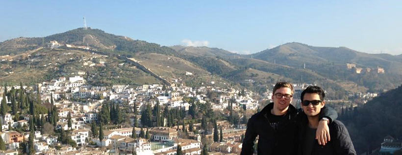 Students overlooking Spanish town