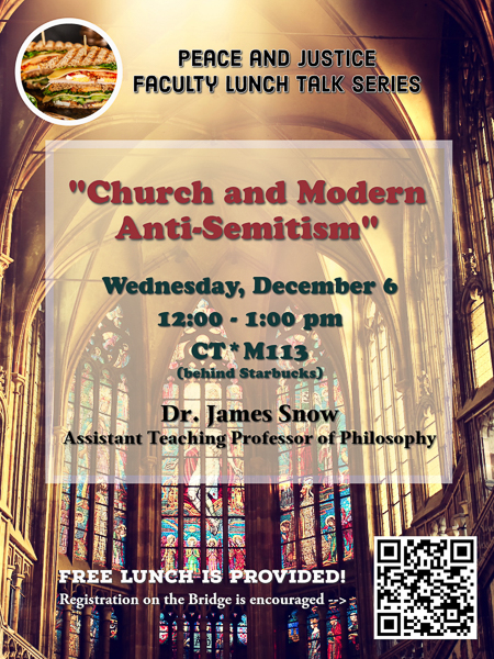 poster for Dr. Snow's lunch time talk