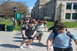 Line on campus for solar eclipse