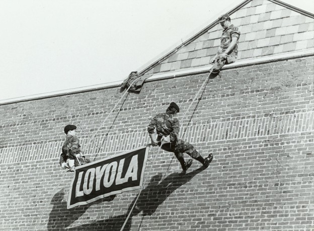 ROTC Cadets Rappel Off a Loyola College in Maryland Building