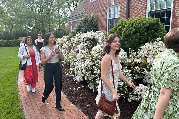 A group of recent Loyola Center at Newcastle alumni arrives at Alumni House for the 30th Anniversary celebration