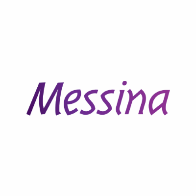 Messina written in purple stylistic font