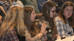 Student commenting at colloquim