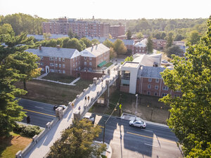 aerial photo of the bridge over North Charles Street