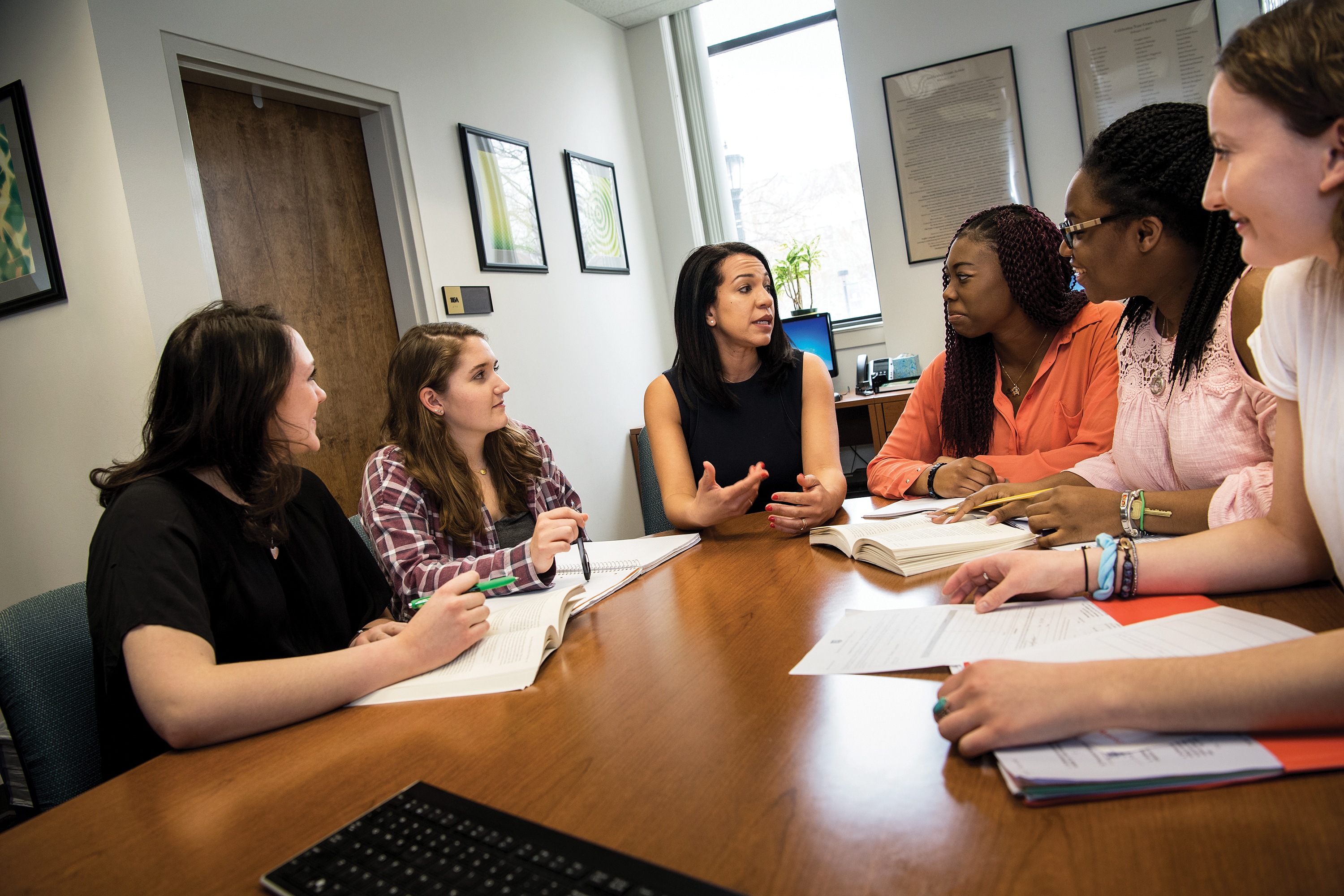 Students talking in a class