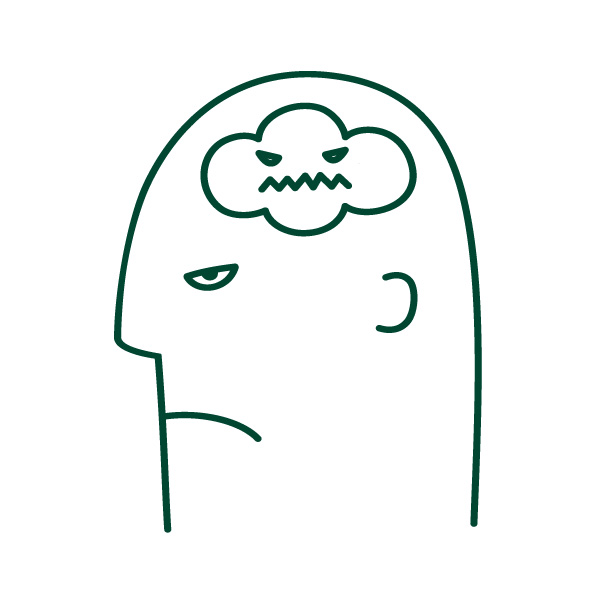 stylized vector line art of an angry person