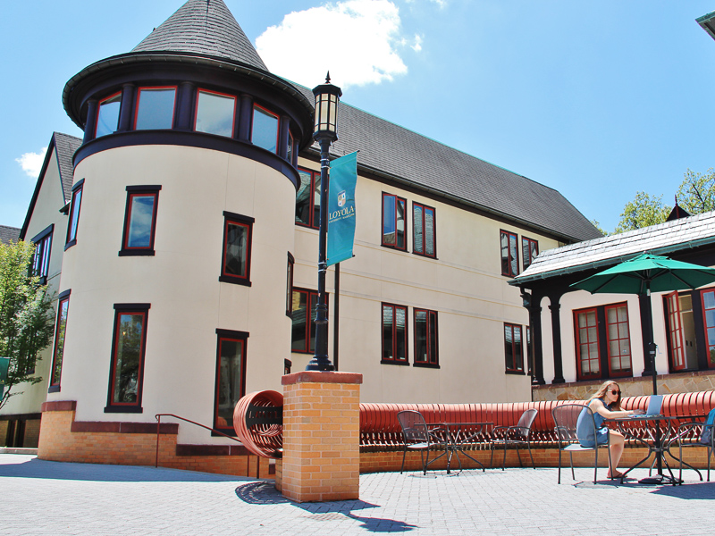 back entrance of the humanities building