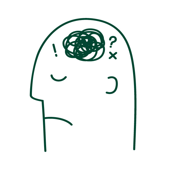 stylized vector line art of an anxious person