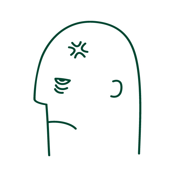stylized vector line art of a tired person