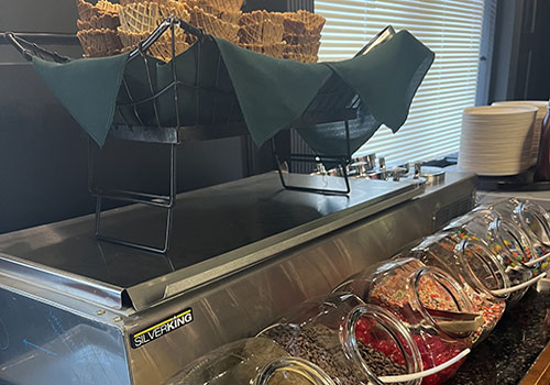 Ice cream bar set up at the Refectory