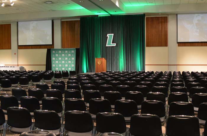 McGuire Hall keynote speaker conference set-up