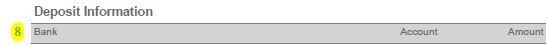 screenshot of direct deposit information