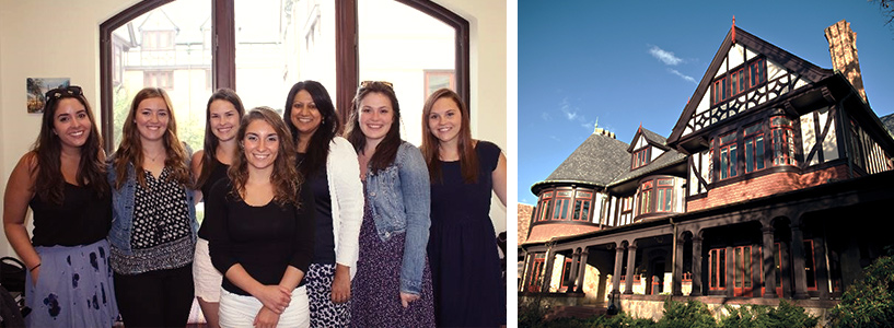 Collage of Humanities Building and students