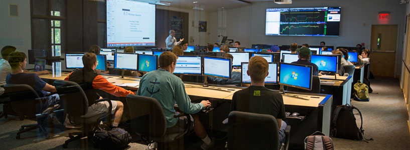 Computer lab with students and professor