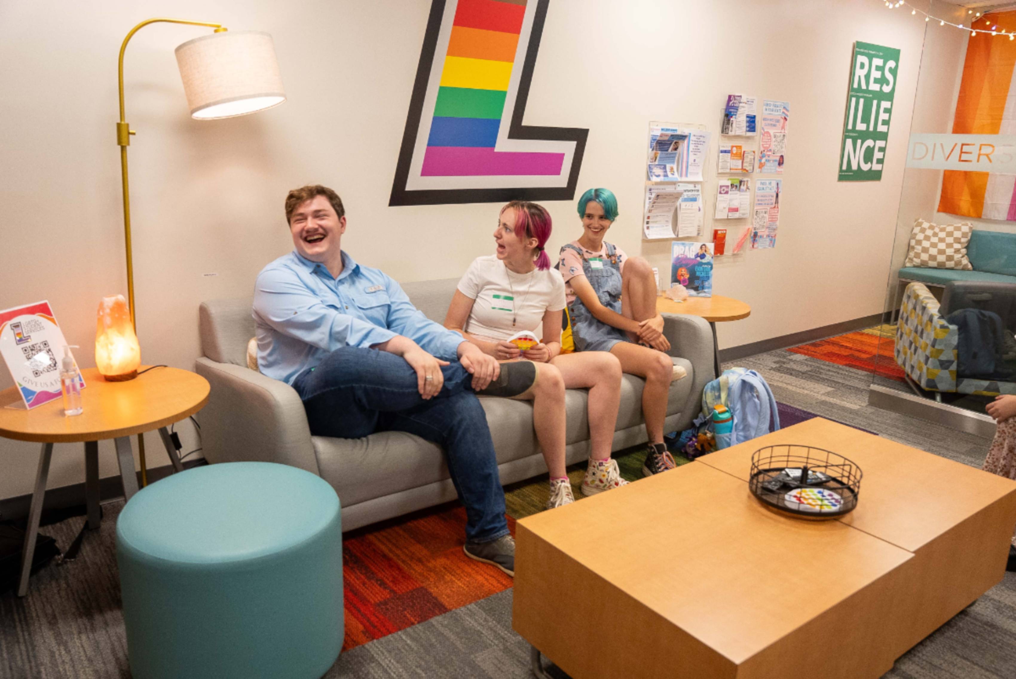 Students share laughs in the Pride Room