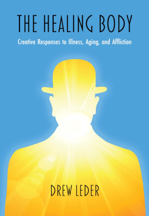 Cover of The Healing Body, the silhouette of a man with a hat against a blue background