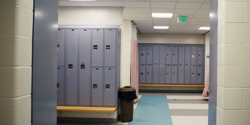 Locker rooms in Loyola's Fitness and Aquatics Center