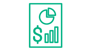 Financial icon: graphs and dollar sign