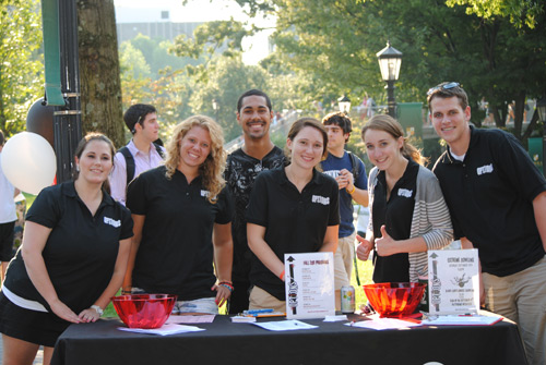 Students at a club table during the Activities Fair