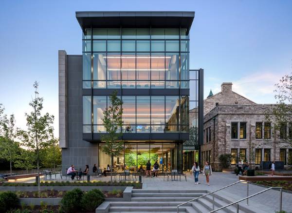 Exterior of Fernandez building in the evening